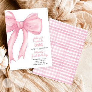 Invitation Filles Juste Wanne Be One Rose Bow Coquette Annive