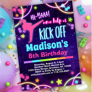 Invitation Filles Karate fête d'anniversaire