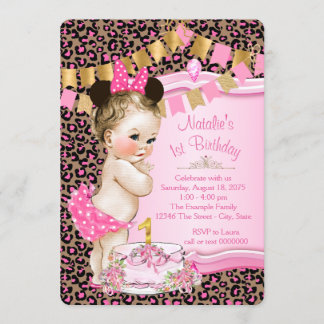Invitation Filles Léopard 1er Anniversaire