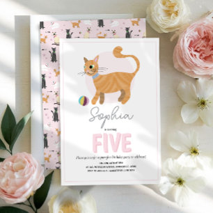 Invitation Filles mignonne Anniversaire de enfant de chat ros