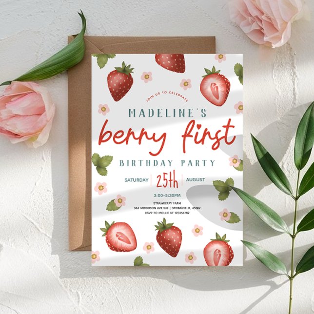 Invitation Filles mignonne Berry Premier été Enfants Premier  (Créateur téléchargé)