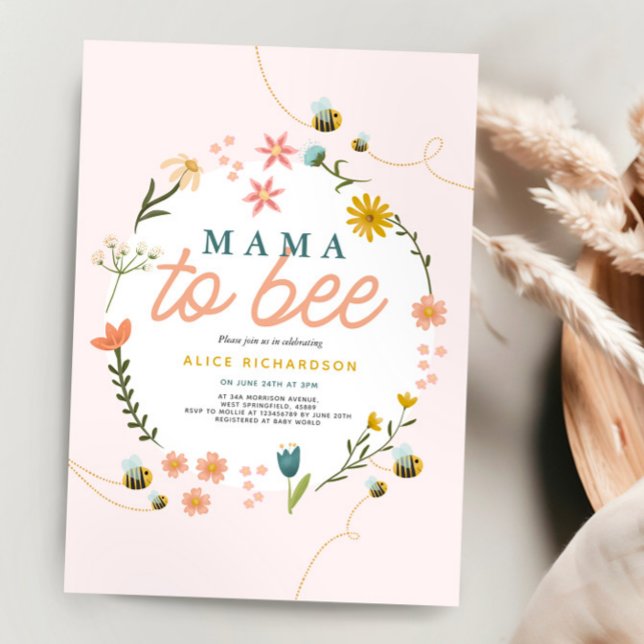 Invitation Filles mignonne maman à être Baby shower Fleur sau (Créateur téléchargé)