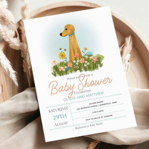 Invitation Filles mignonnes Elégant Golden Retriever Baby sho