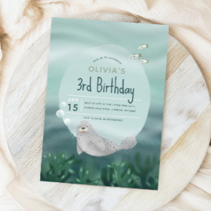 Invitation Filles mignonnes sous le phoque de l'océan Mer 3e 