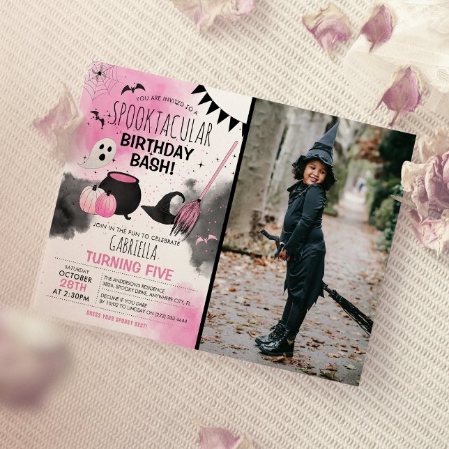 Invitation Filles mignonnes Spooktacular Anniversaire de Hall (Créateur téléchargé)