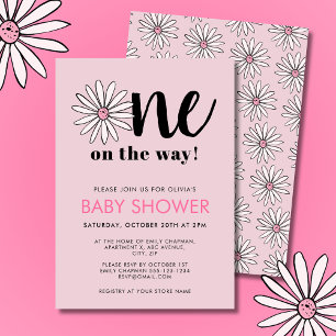 Invitation Filles modernes Baby shower Daisy Floral