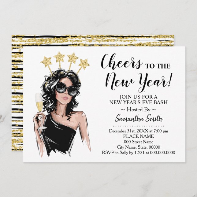 Invitation Filles Night Out encourage à la Parties scintillan (Devant / Derrière)