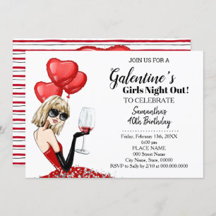 Invitation Filles Night Out Galentine's Birthday Party Bash