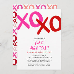 Invitation Filles Night Out rose XOXO Red Galentine Day Party