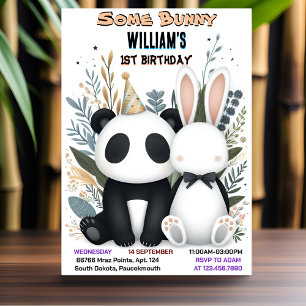 Invitation Filles Panda Un Lapin Tournera Un 1Er Anniversaire