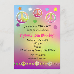 Invitation Filles pastel Tie Dye Groovy Fête d'anniversaire