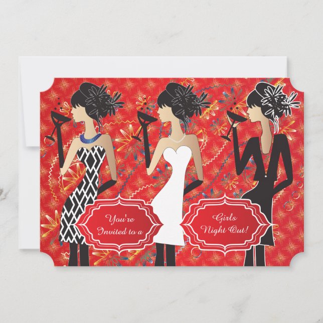 Invitation Filles personnalisées fête d'anniversaire (Devant)