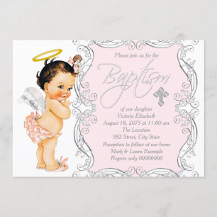 Invitation Filles Petit Ange Baptême Christening