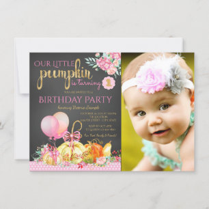 Invitation Filles Petit Citrouille Photo Premier Anniversaire