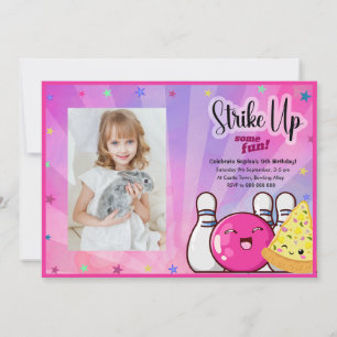 Invitation Filles Photo Bowling Tie Dye Party