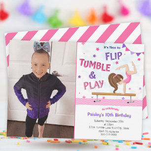 Invitation Filles Photo Gymnastique Anniversaire