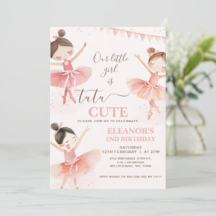 Invitation Filles Pink Tutu Ballerina 2e anniversaire