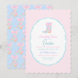 Invitation Filles Prêtes Fille Cowgirl Premier Rodéo Annivers
