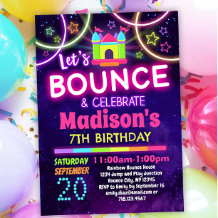 Invitation Filles Rainbow Bounce House fête d'anniversaire