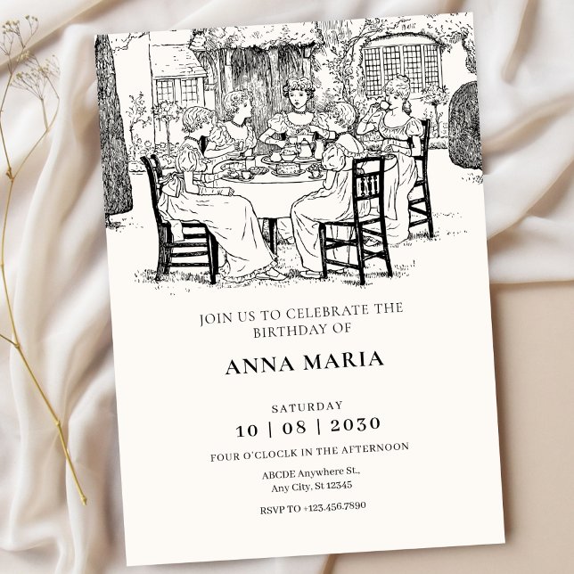 Invitation Filles rétro prenant le thé  (Créateur téléchargé)