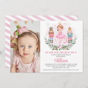 Invitation Filles roses Photo Plum sucre Fée Anniversaire