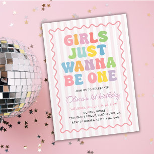 Invitation Filles roses veulent juste être un anniversaire co