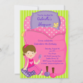 Invitation Filles Sac couchage Sleepover Anniversaire Invitat