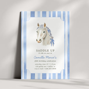 Invitation Filles Saddup Preppy Pony Horse Stripe Anniversair