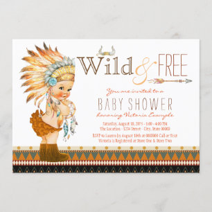 Invitation Filles sauvages et libres Baby shower tribal Boho