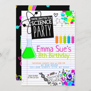 Invitation Fille's Science Lab Scientist Party Anniversaire