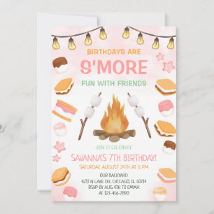Invitation Filles S'mores Camping Feu de camp S'mores Fête d'