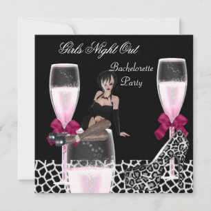 Invitation Filles Soirée Sauvage Chaussures Roses Champagne