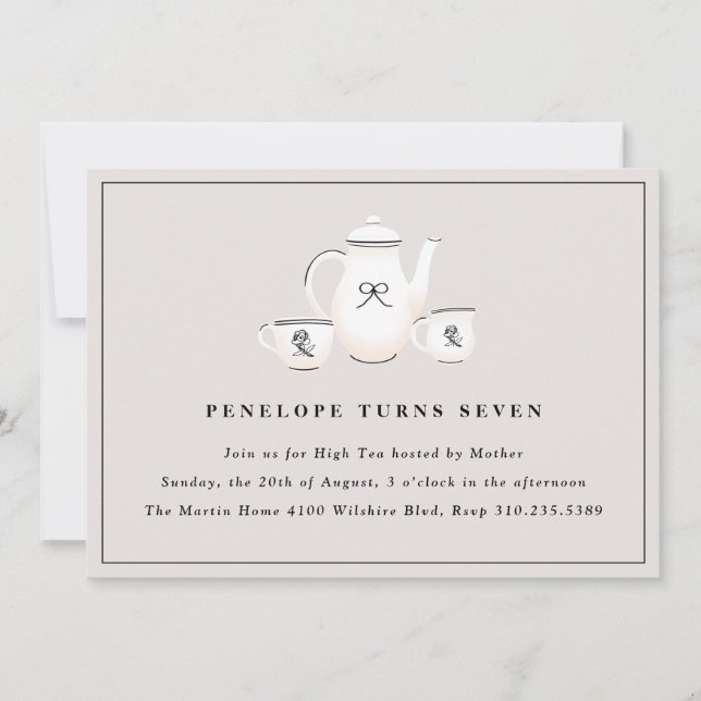 Invitation Filles sophistiquées High Tea Fête d'anniversaire (Devant)