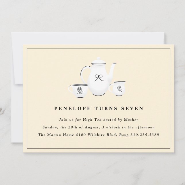Invitation Filles sophistiquées High Tea Fête d'anniversaire (Devant)