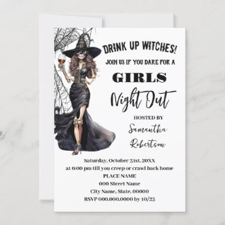 Invitation Filles Sortir de nuit sorcières annuel Halloween