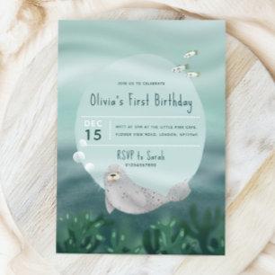 Invitation Filles sous le phoque marin 1er anniversaire