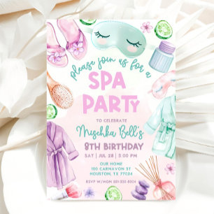 Invitation Filles Spa Anniversaire, fête Spa Anniversaire Fêt