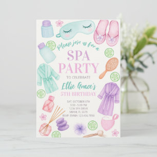 Invitation Filles Spa Anniversaire, fête Spa Anniversaire Inv