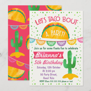Invitation Filles Taco à propos d'une fête d'anniversaire Inv