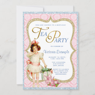 Invitation Filles Tea Party Vintage