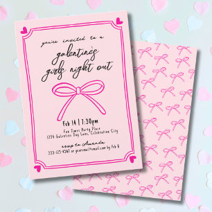 Invitation Filles tirées à la main Nuit de la Saint-Galentin