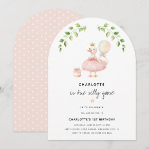Invitation Filles une oie sotte 1ère fête d'anniversaire