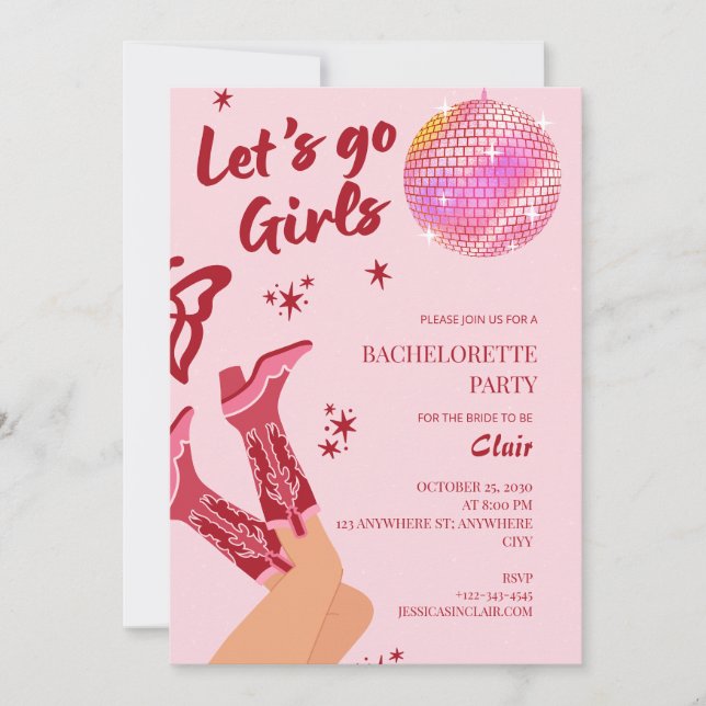 Invitation Filles Veulent Seulement S'amuser Fête d'Enterreme (Devant)