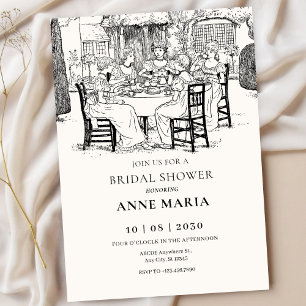 Invitation Filles vintages ayant une douche à thé nuptiale