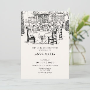 Invitation Filles vintages prenant le thé