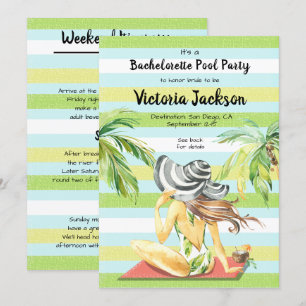 Invitation Filles week-end escapade tropicale Pool Party