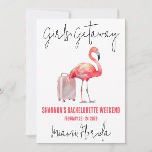 Invitation Filles's Getaway Flamant rose Beach Bachelorette W