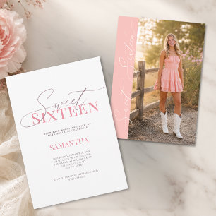 Invitation Fillette Cowboy Rouge Rose Photo Anniversaire Dix-