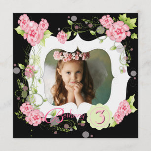 Invitation Fillettes Rose Noir Photo 3e Anniversaire