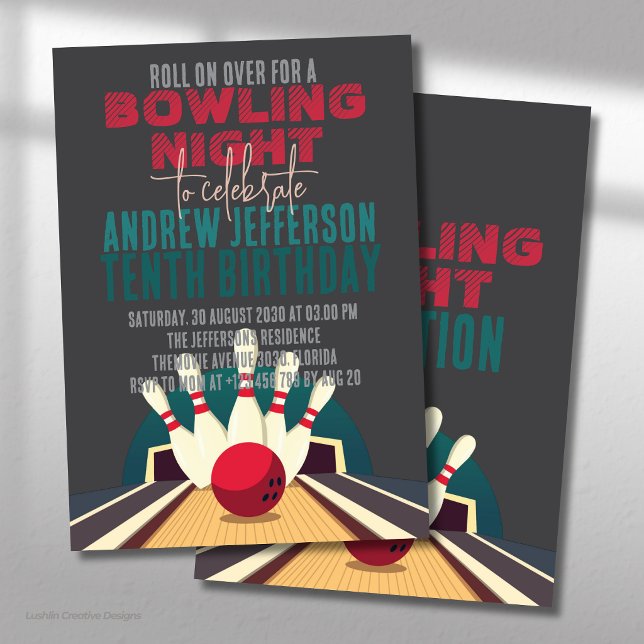 Invitation Film de bowling Faisons rouler la fête d'anniversa (Créateur téléchargé)